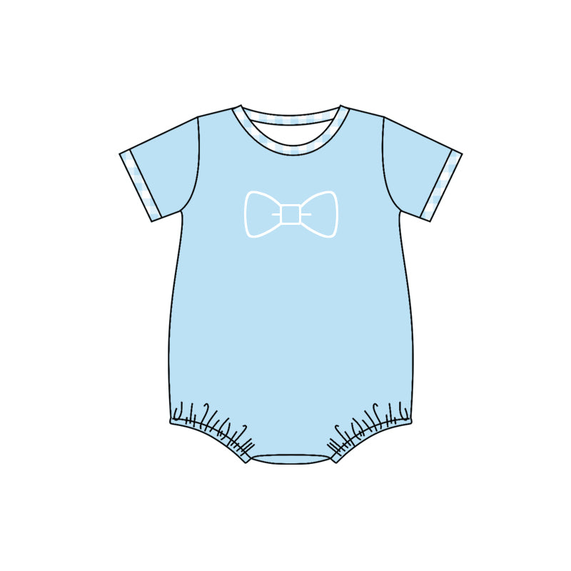 Toddle baby boy blue bow romper preorder