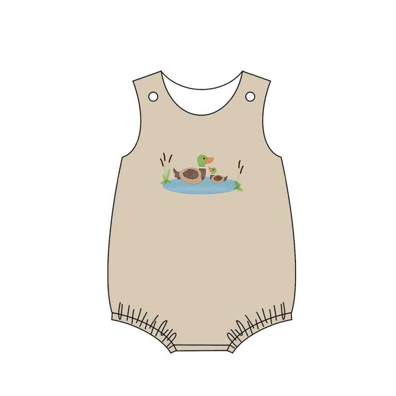 Toddle baby boy duck print khaki romper preorder