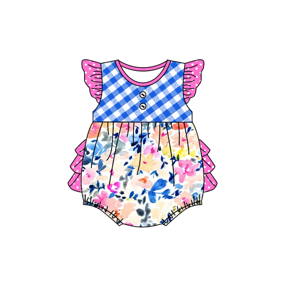 Toddle girls blue pink flower romper preorder