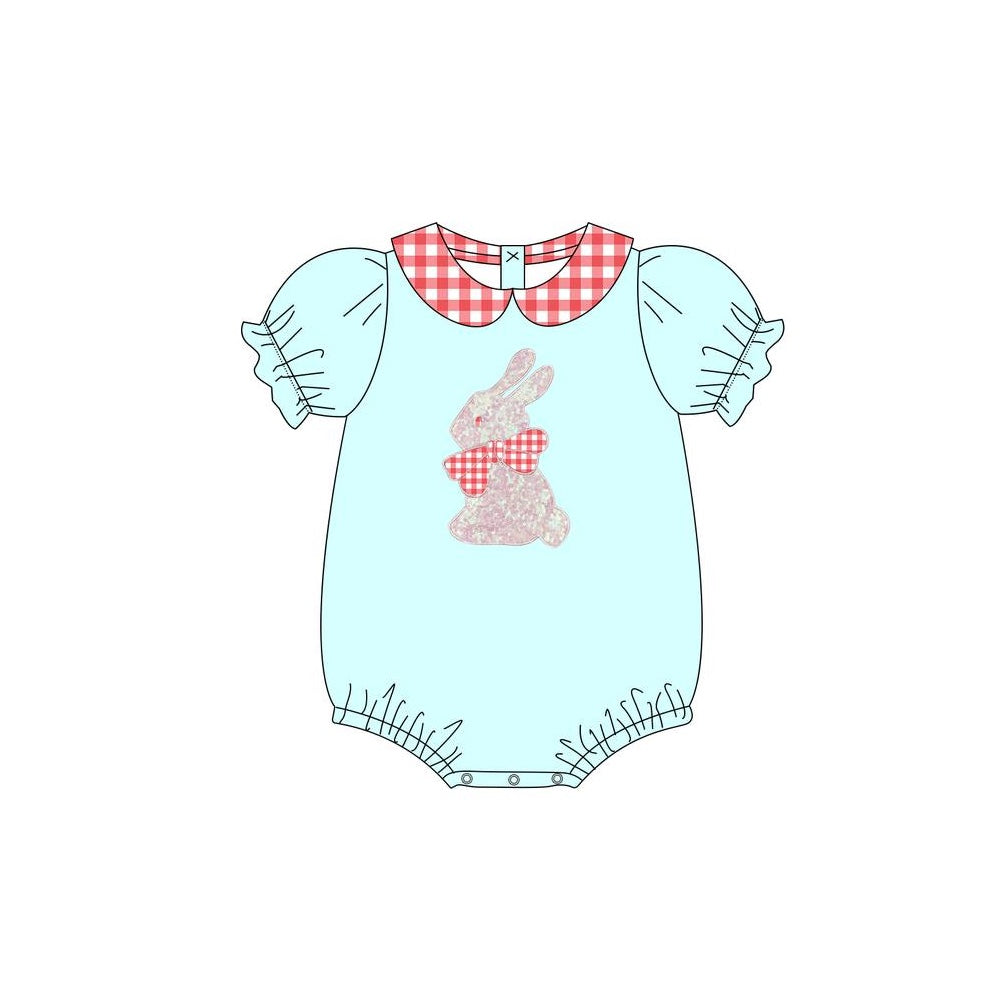 Toddle baby boy Easter bunny blue romper preorder