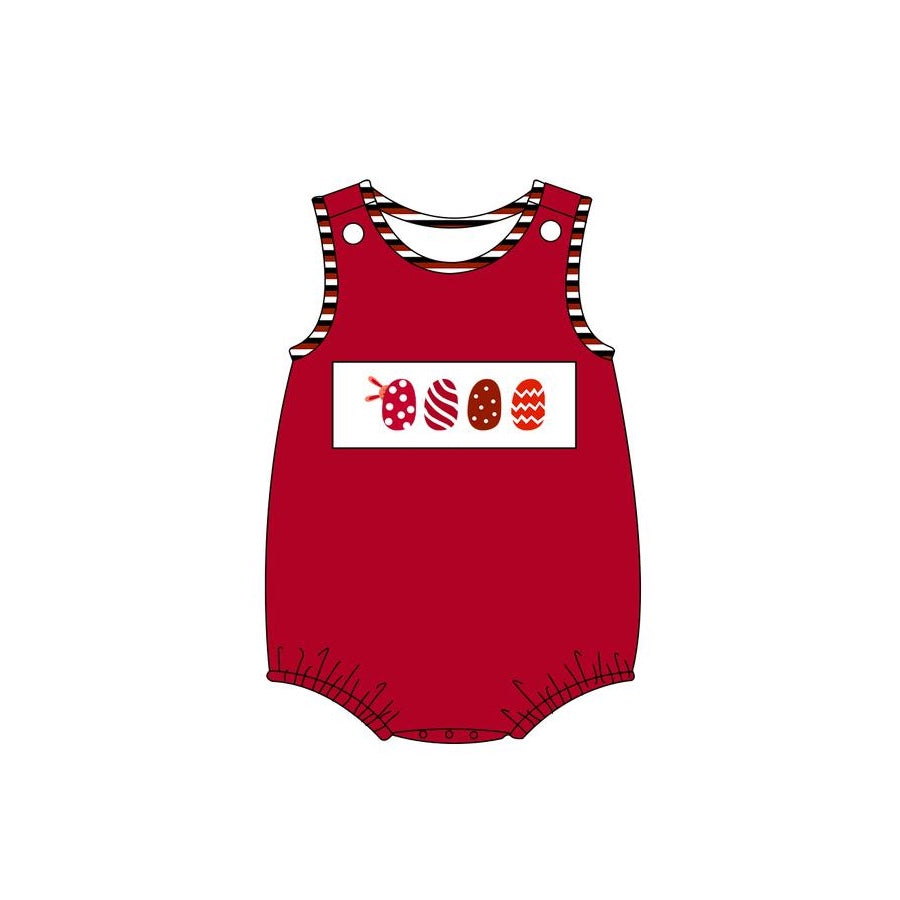 Toddle boy Easter red egg romper preorder