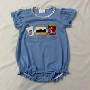 Toddle baby girl fries print blue romper preorder