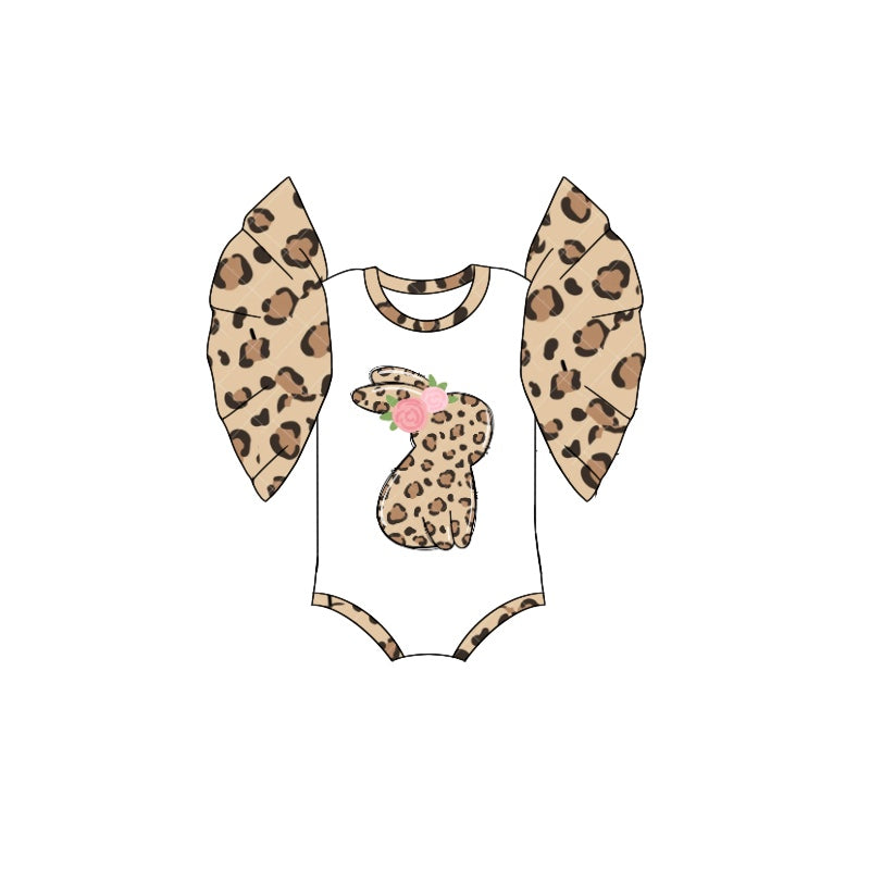 Toddle girls Easter bunny cheetah romper preorder