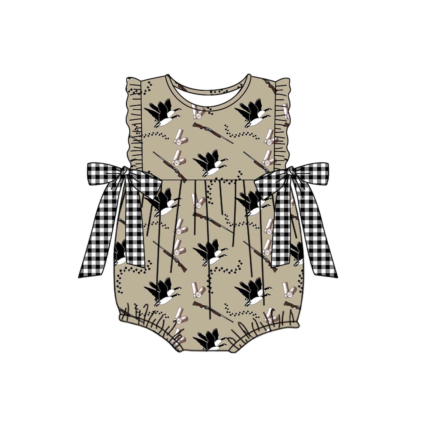 Gone hunting duck print toddle baby girl romper preorder