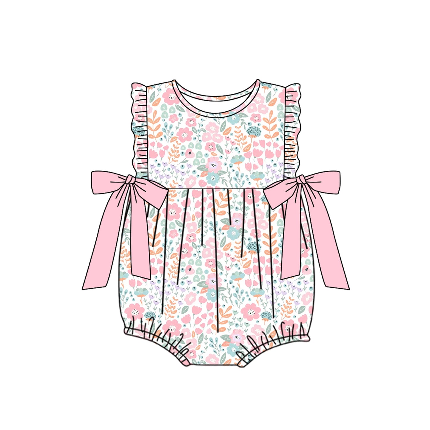 Toddle girls pink blue floral romper preorder