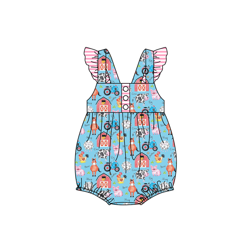 Toddle boy farm cow bubble romper preorder
