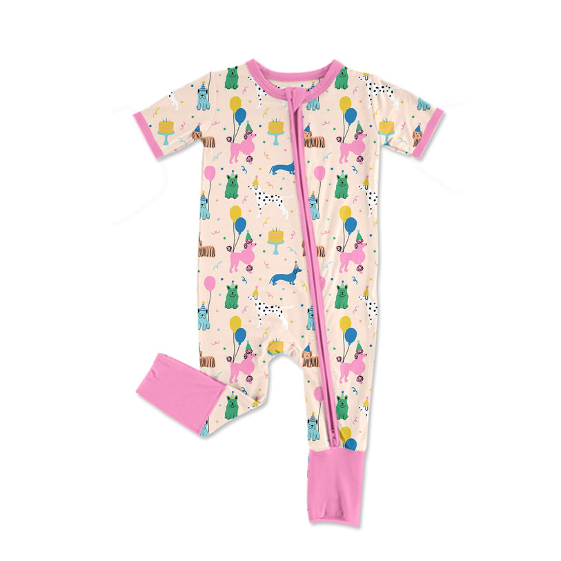 Toddle baby girl Happy Birthday long sleeve zip romper preorder
