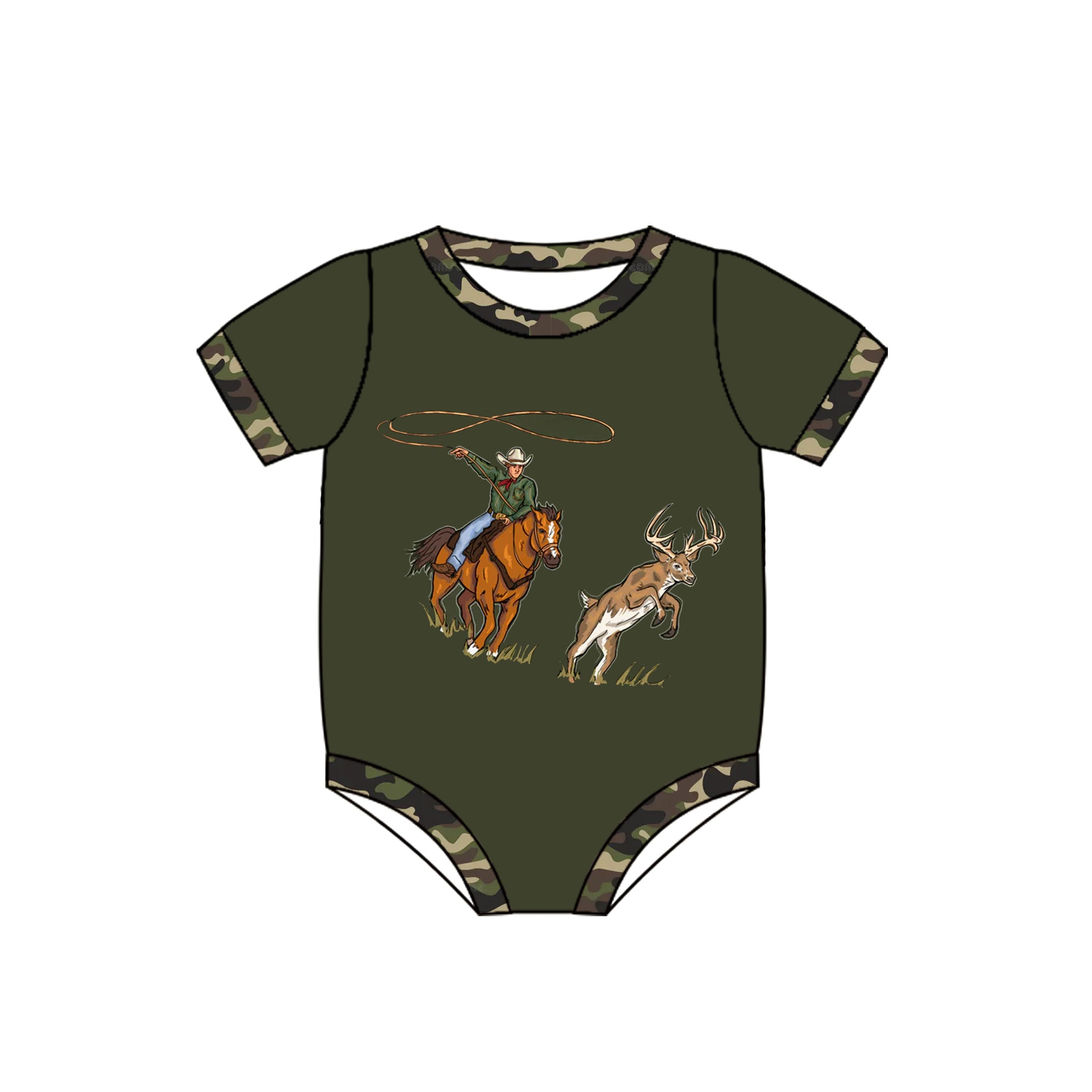 Wild Wrangler/Brown Western Baby Boy Bamboo Zipper Romper main image 0