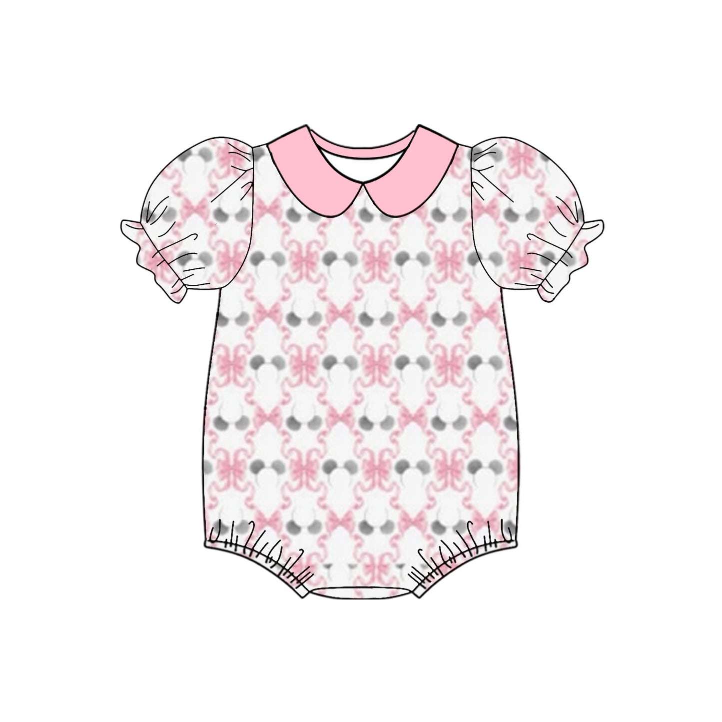 Toddle baby girls pink bow boutique romper preorder