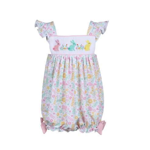 Toddle girls Easter bunny floral romper preorder
