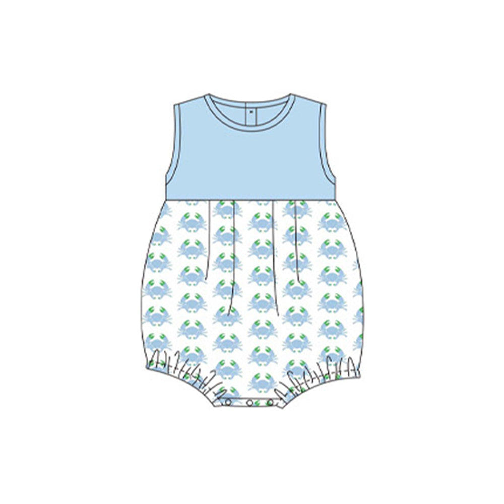 Toddle boy blue crab summer romper preorder