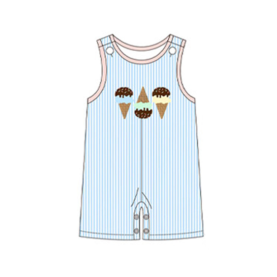 Toddle boy blue stripes popsicle summer romper preorder