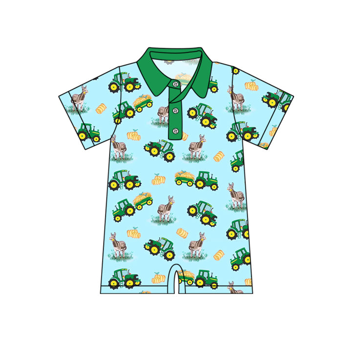 Toddle baby boy farm tractor zip romper preorder