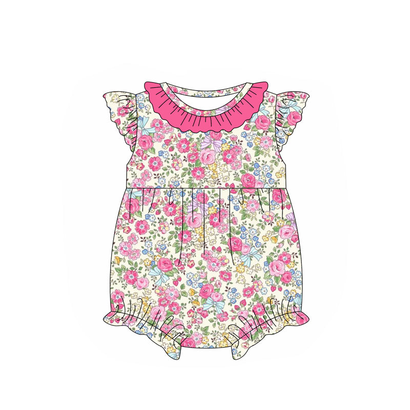 Toddle baby girls red yellow floral summer romper preorder