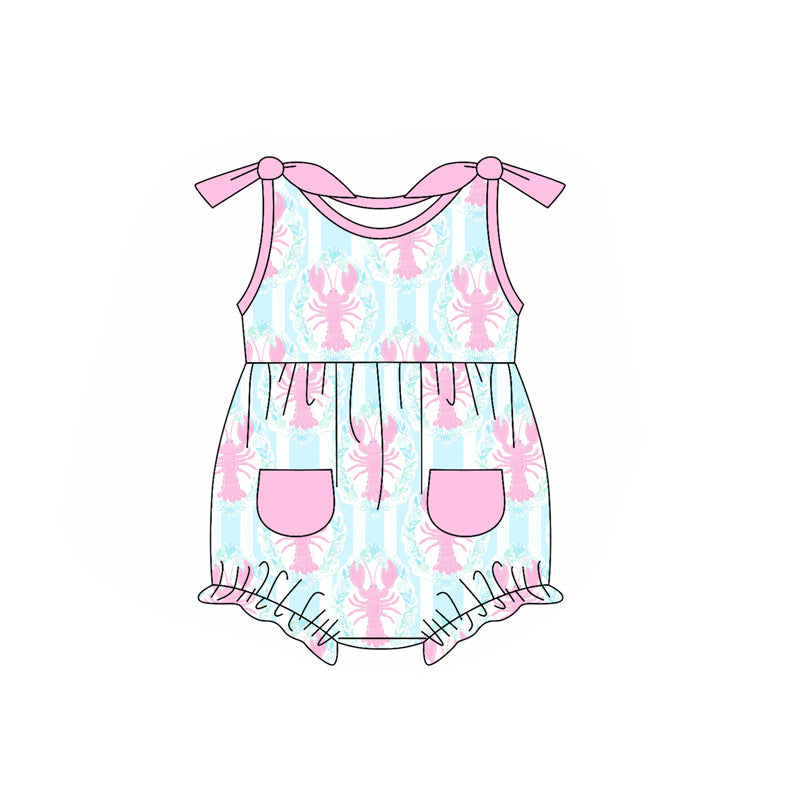 Baby girl crawfish summer romper preorder