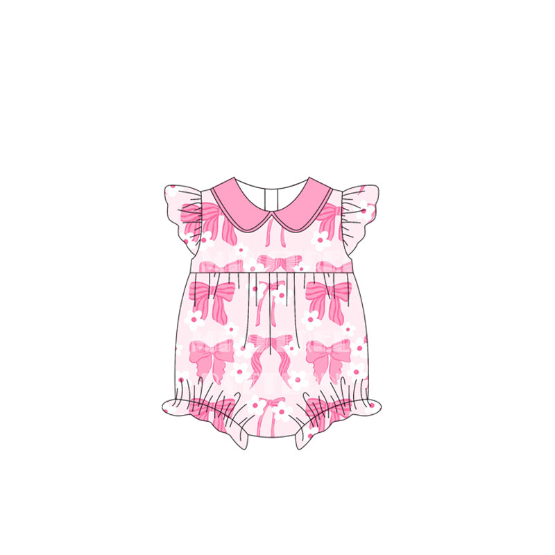 Toddle girls pink bow flower romper preorder
