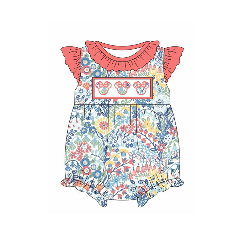 Toddle baby girls cartoon mouse floral romper preorder