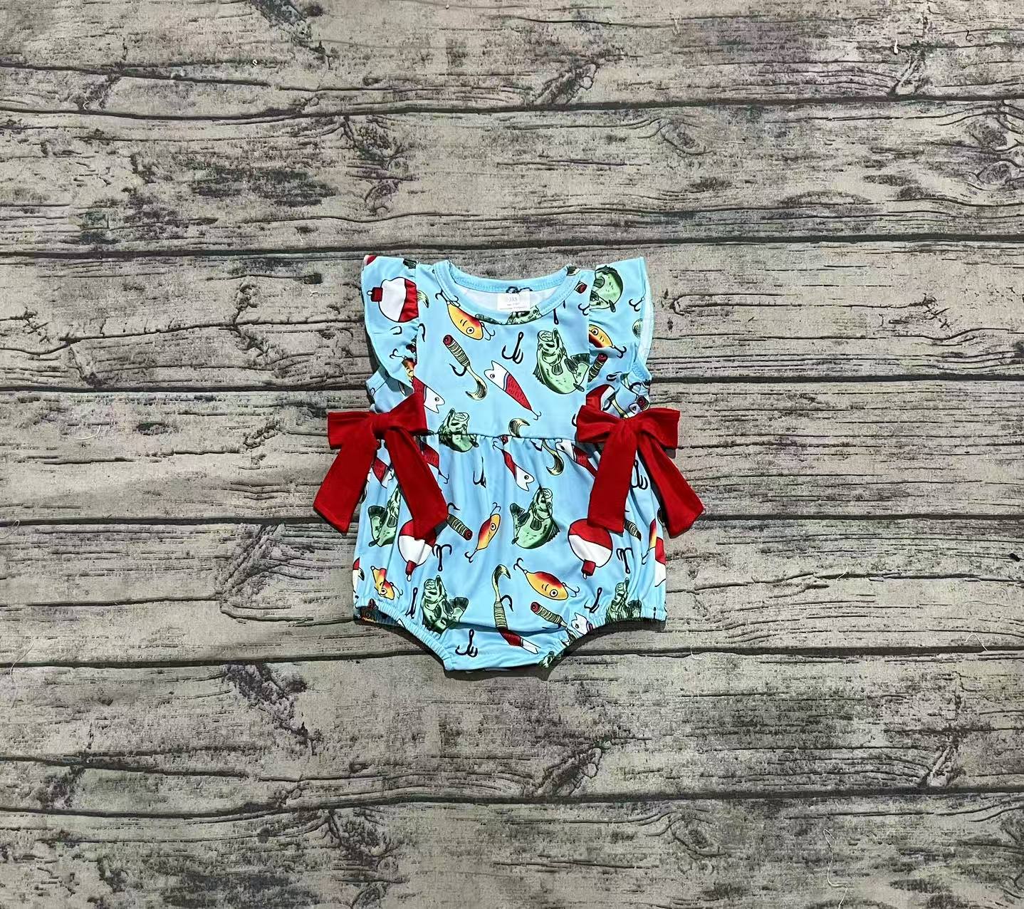 Newborn baby girls outdoor fishing summer romper preorder
