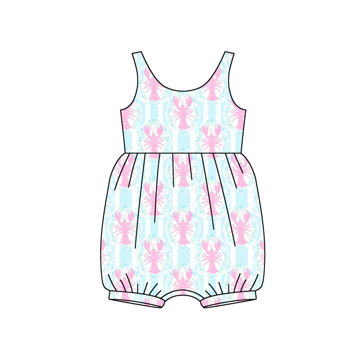 Newborn baby girls crawfish summer romper preorder