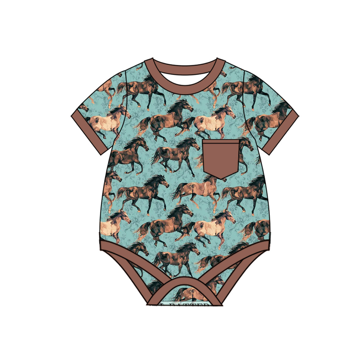 Cowboy western horse short sleeve summer romper preorder