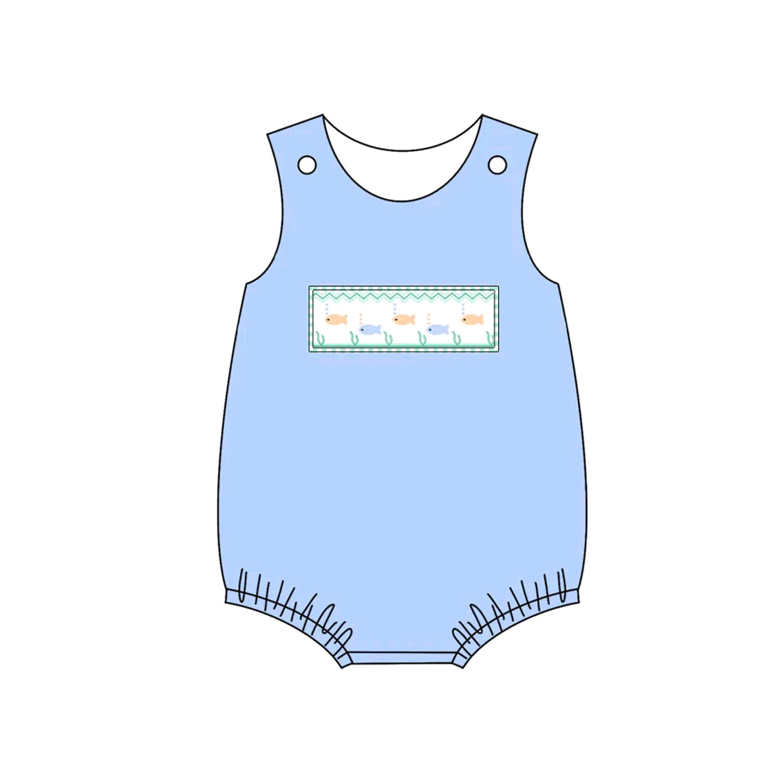 20126-Smocked Fish Baby Boy Bubble Romper
