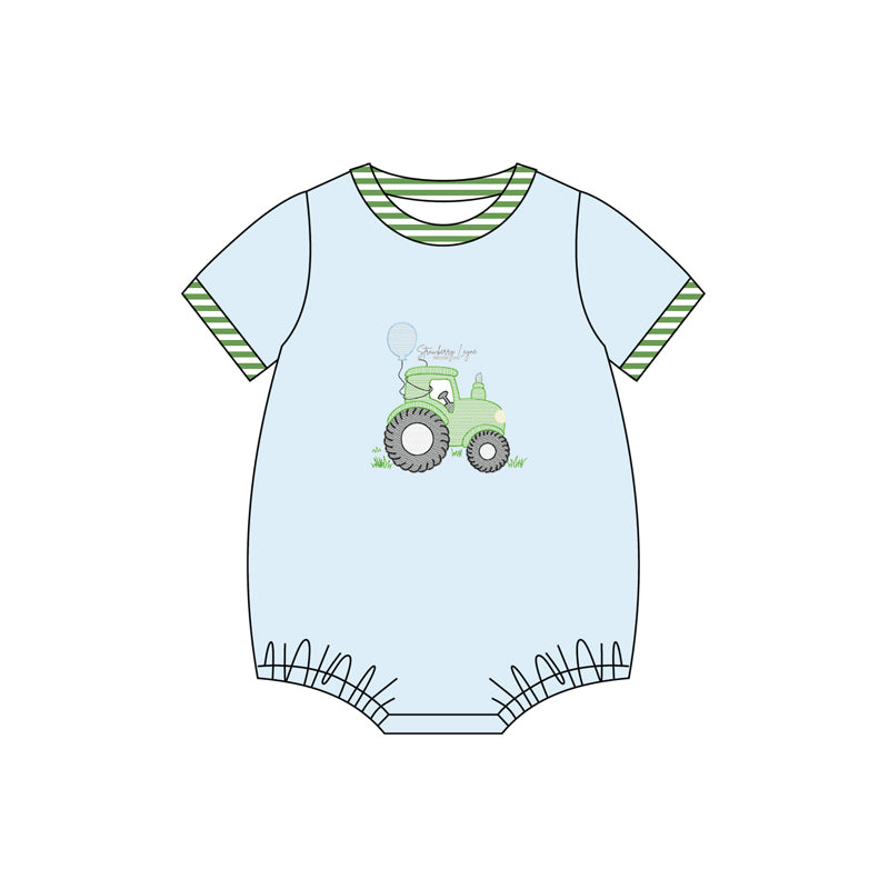 Toddle baby boy farm tractor summer romper preorder