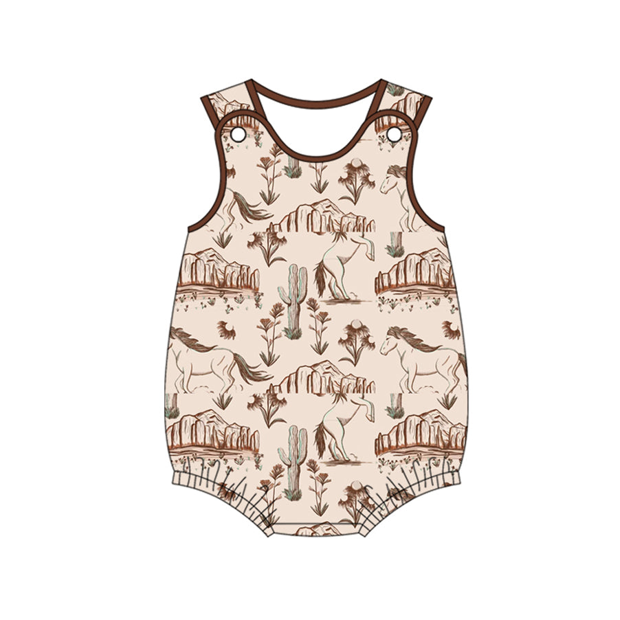 Toddle baby boy western horse romper preorder