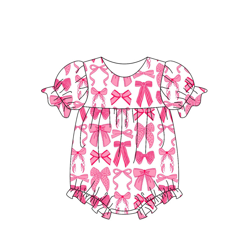 Toddle baby girls pink bow summer romper preorder