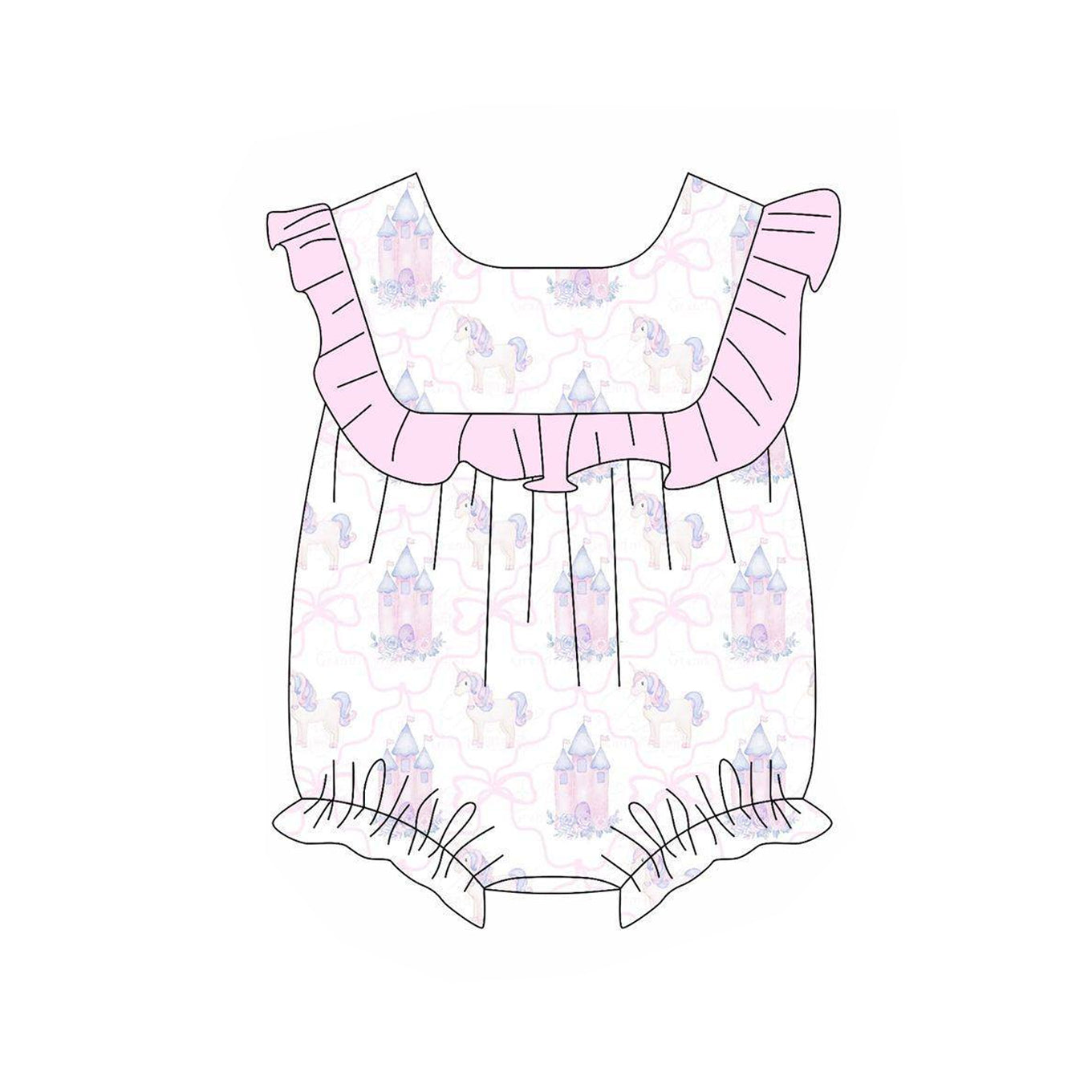 Toddle baby girls castle horse summer romper preorder