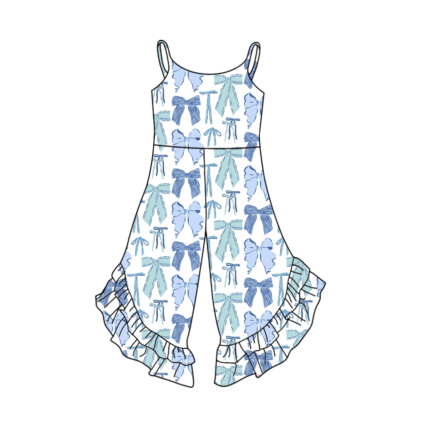 Toddle girls blue bow wide leg jumpsuit preorder