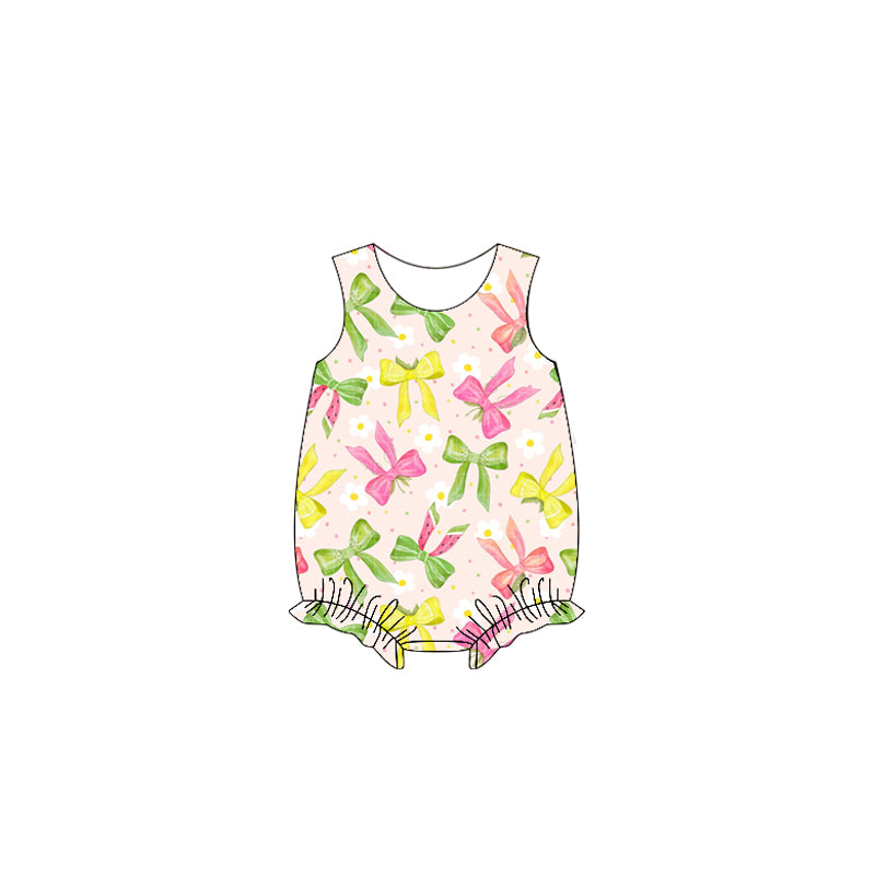Toddle baby girl colorful bow summer romper preorder