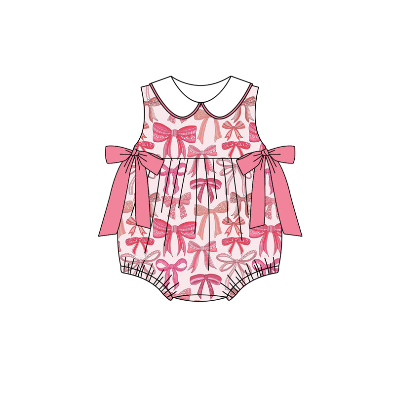 Toddle baby girl pink bow summer romper preorder