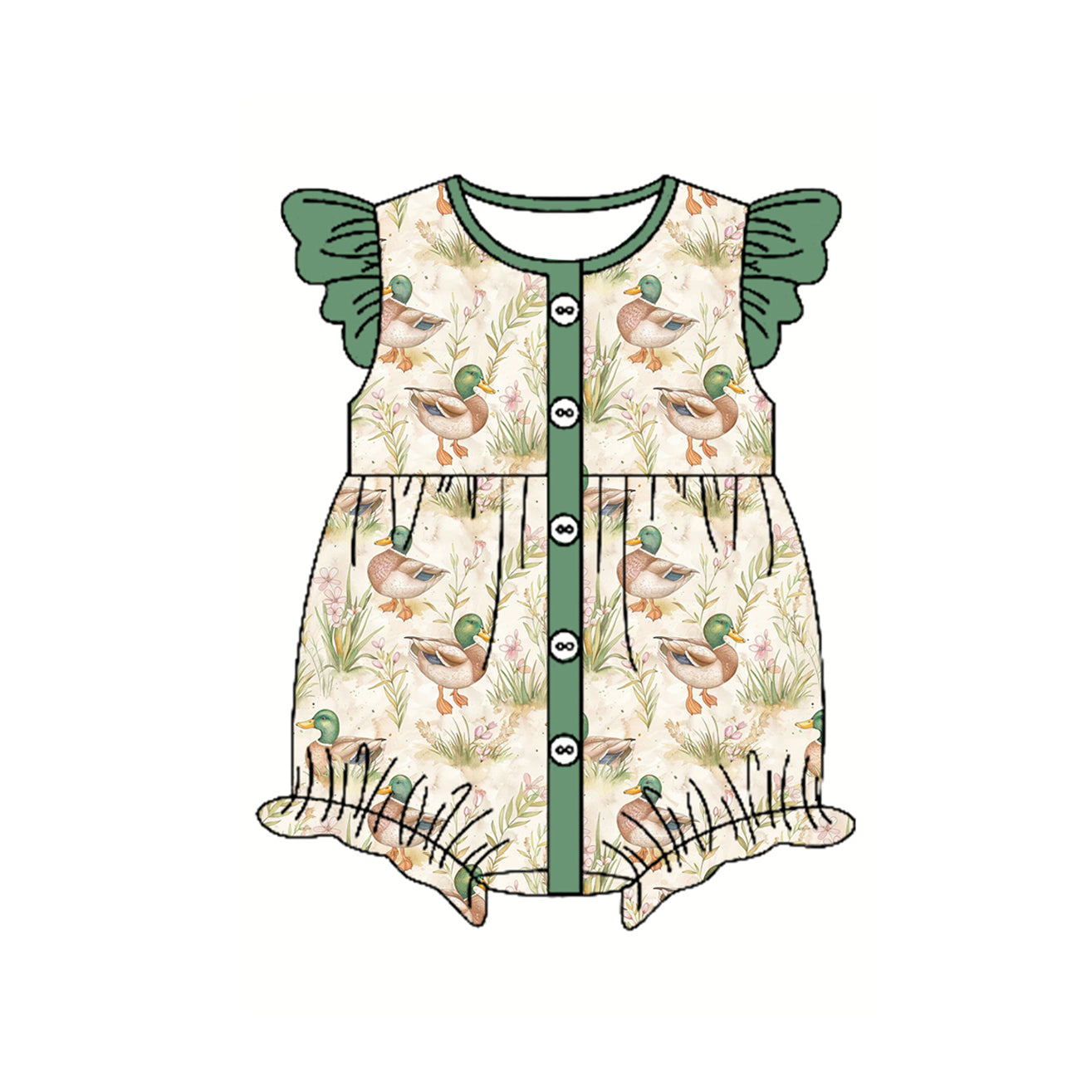 Toddle baby girl mallard duck summer romper preorder