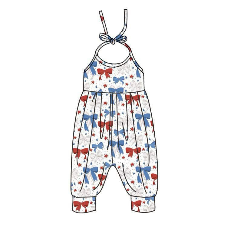 Toddle girls blue red bow jumpsuit preorder