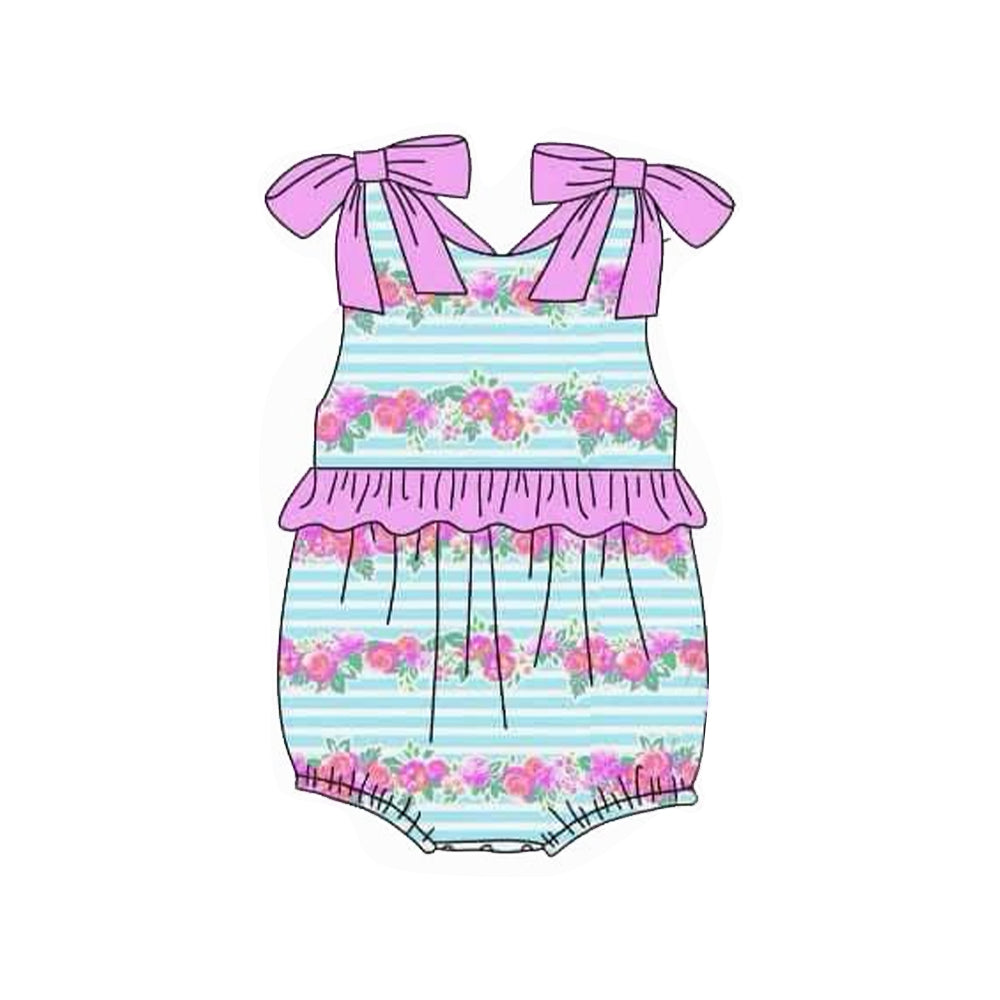 Toddle baby girl hot pink floral summer romper preorder