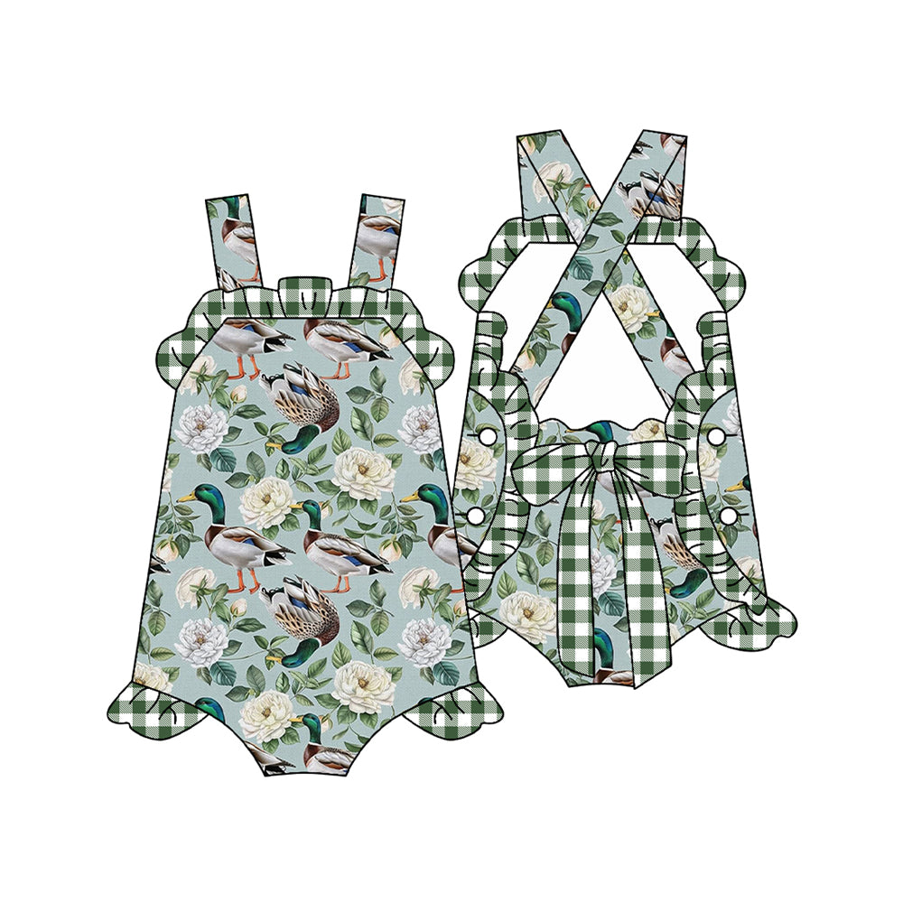 Toddle baby girl mallard duck floral summer romper preorder