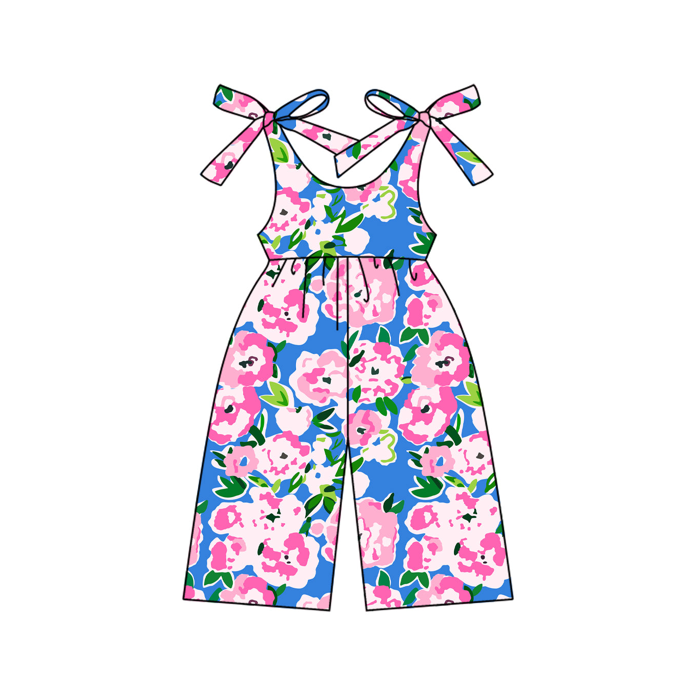 Toddle girls pink blue floral summer jumpsuit preorder