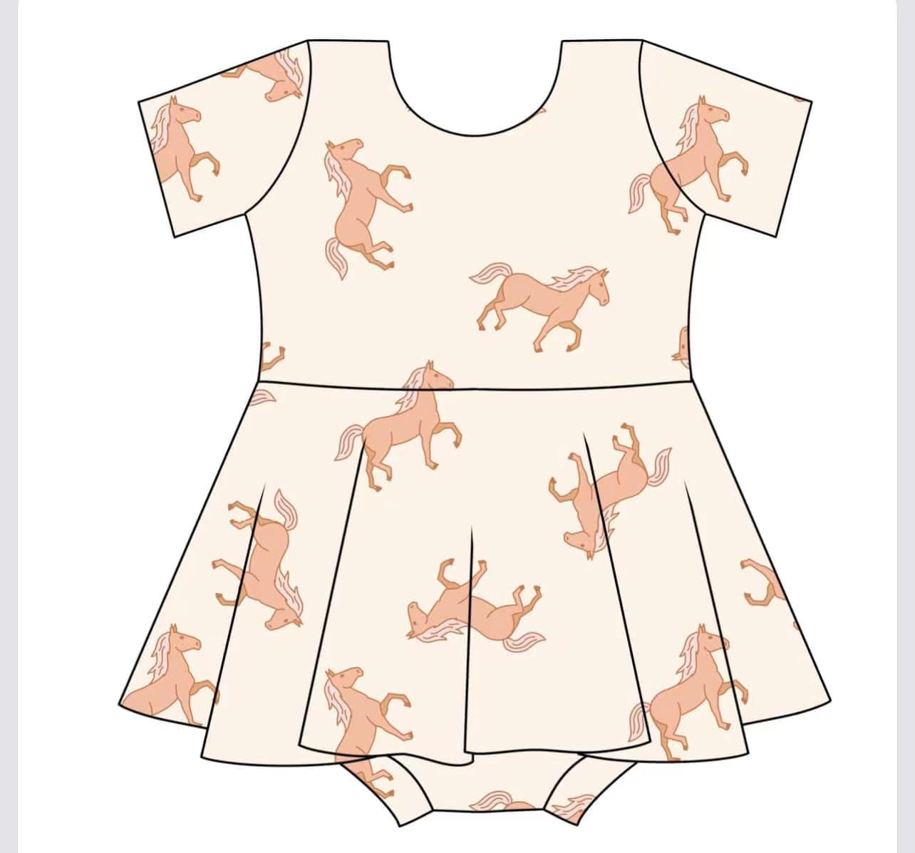 Toddle girl western horse summer romper preorder