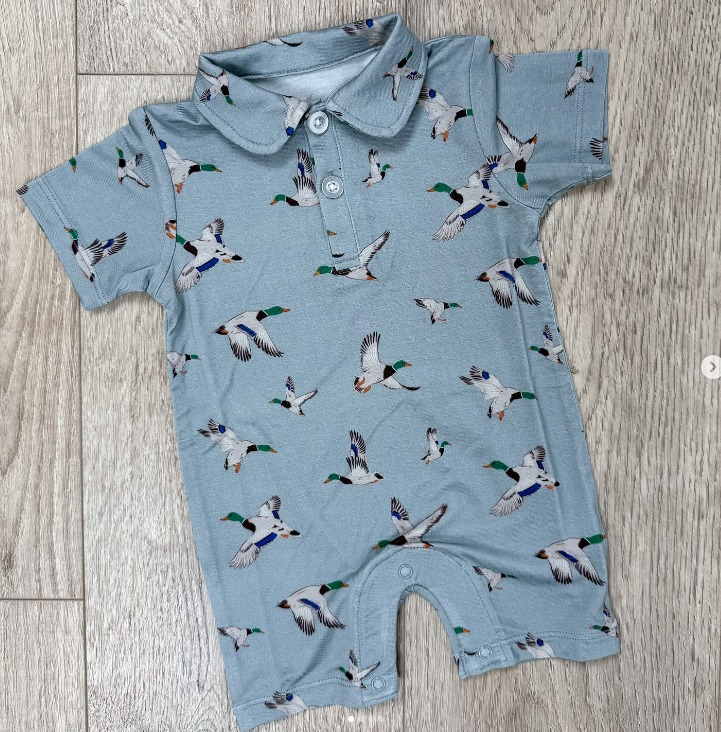 Trotter Street Kids Boys Green Polo Shirt - Mallard Duck