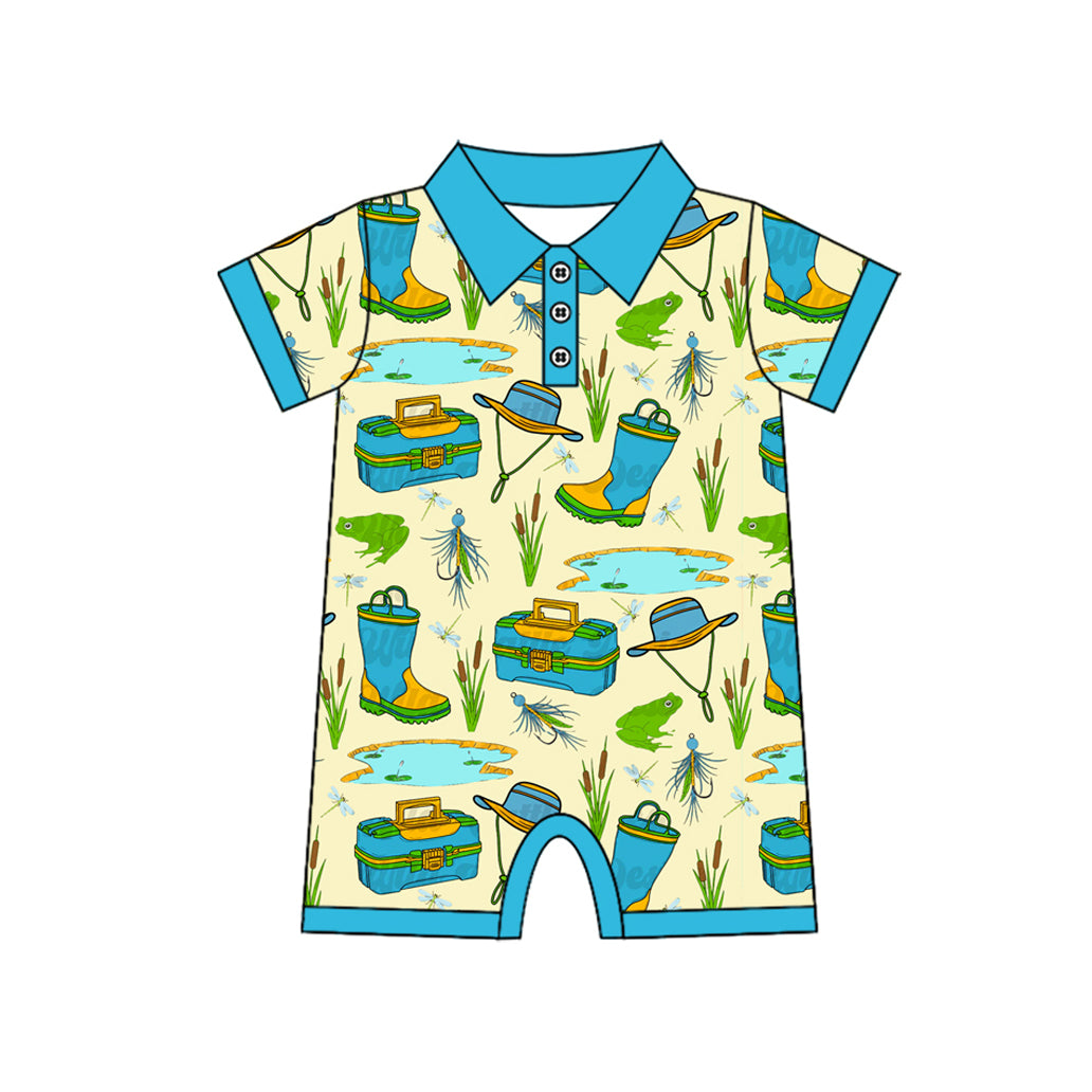 Toddle boy fishing style summer romper preorder