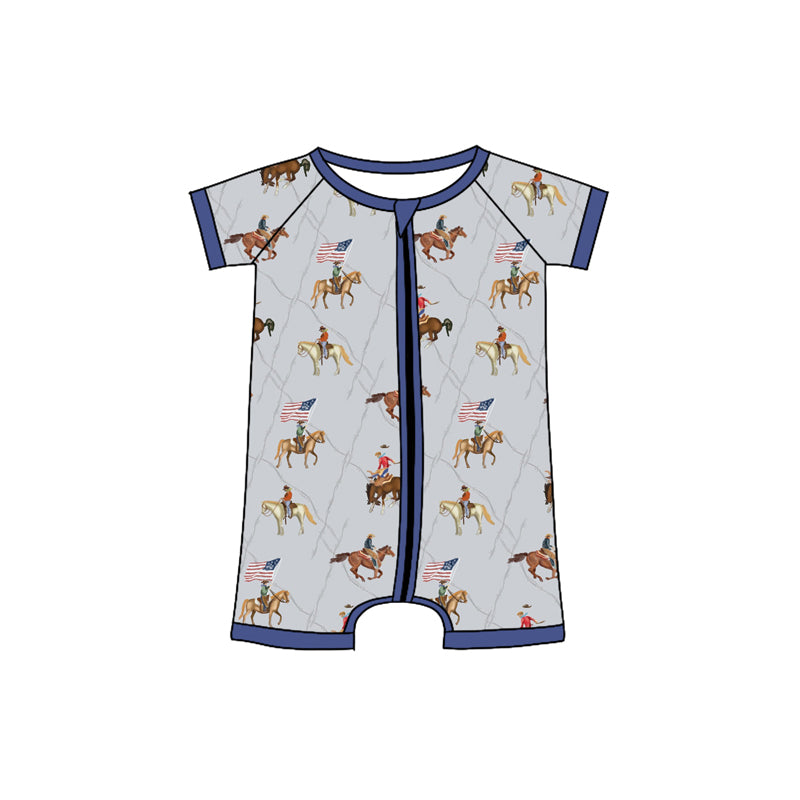 Toddle boy July 4th rodeo romper preorder