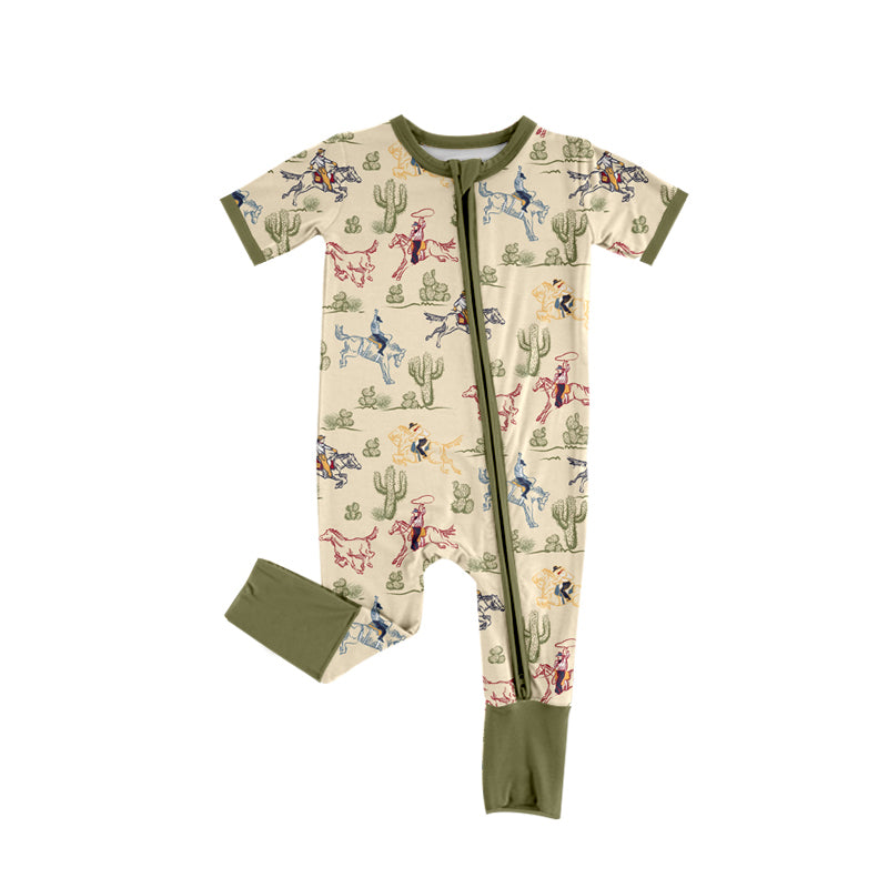 Western cowboy rodeo zip romper preorder