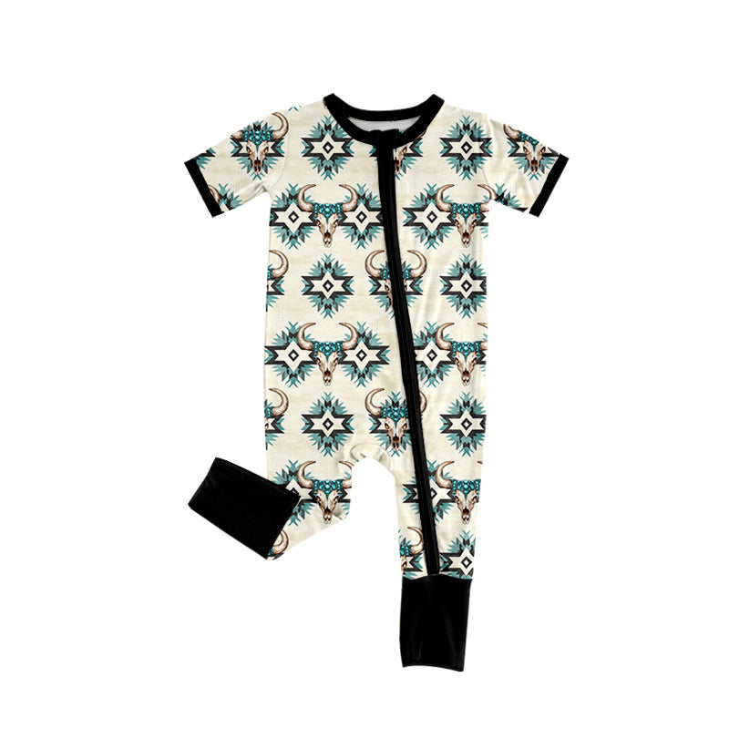 Toddle girls western cow short sleeve romper preorder
