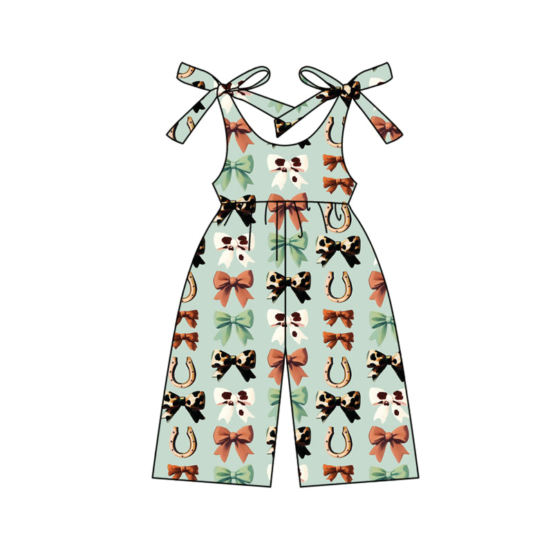 Western bow toddle girls jumpsuit preorder