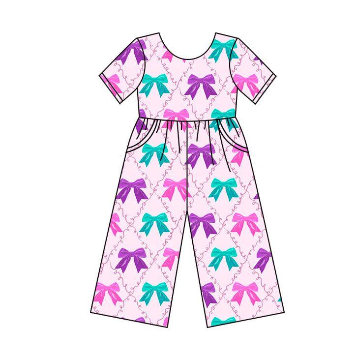 Colorful bow toddle girls jumpsuit preorder