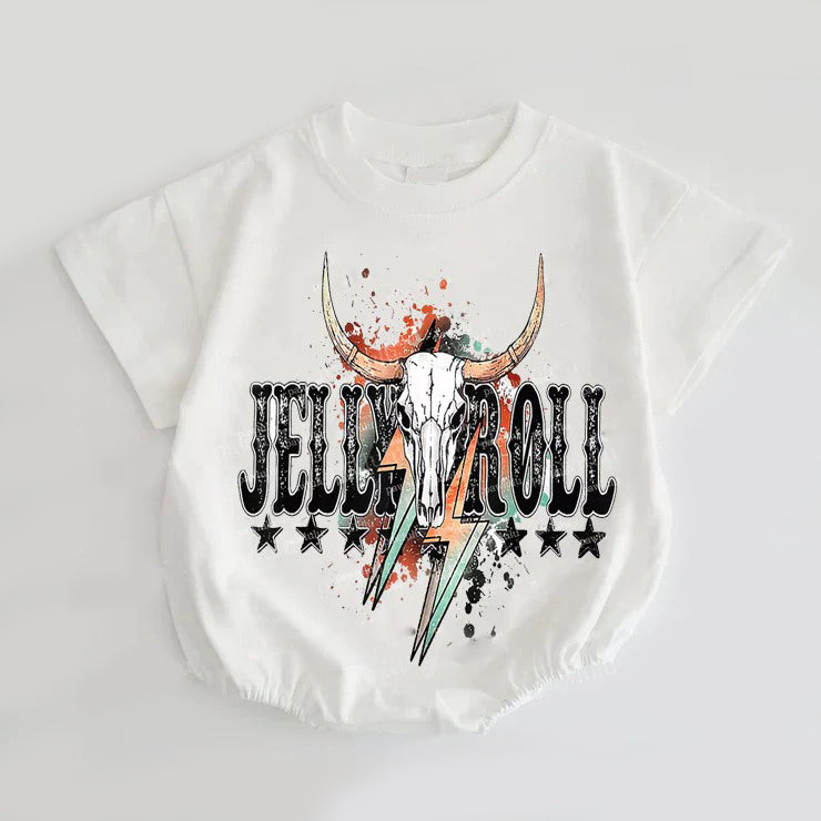 Western cow short sleeve summer romper preorder