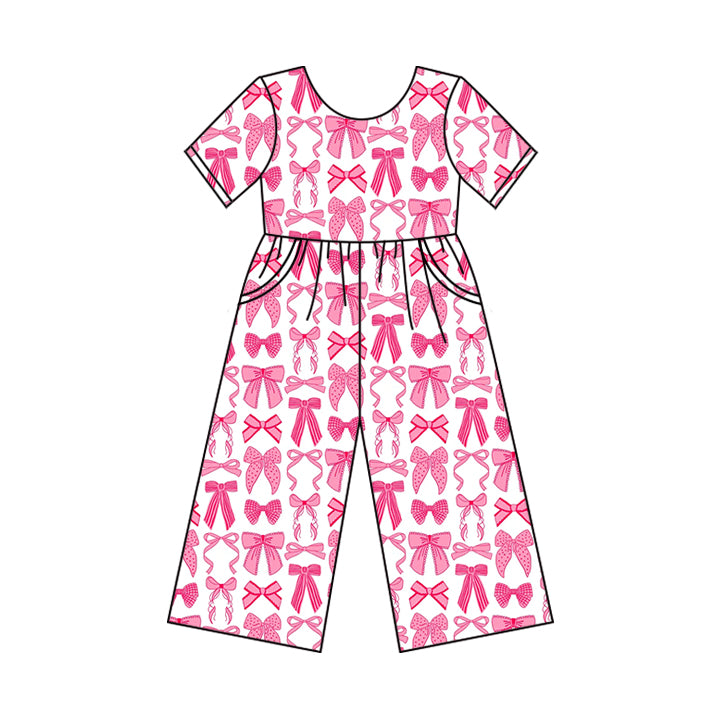 Pink bow toddle girls jumpsuit preorder