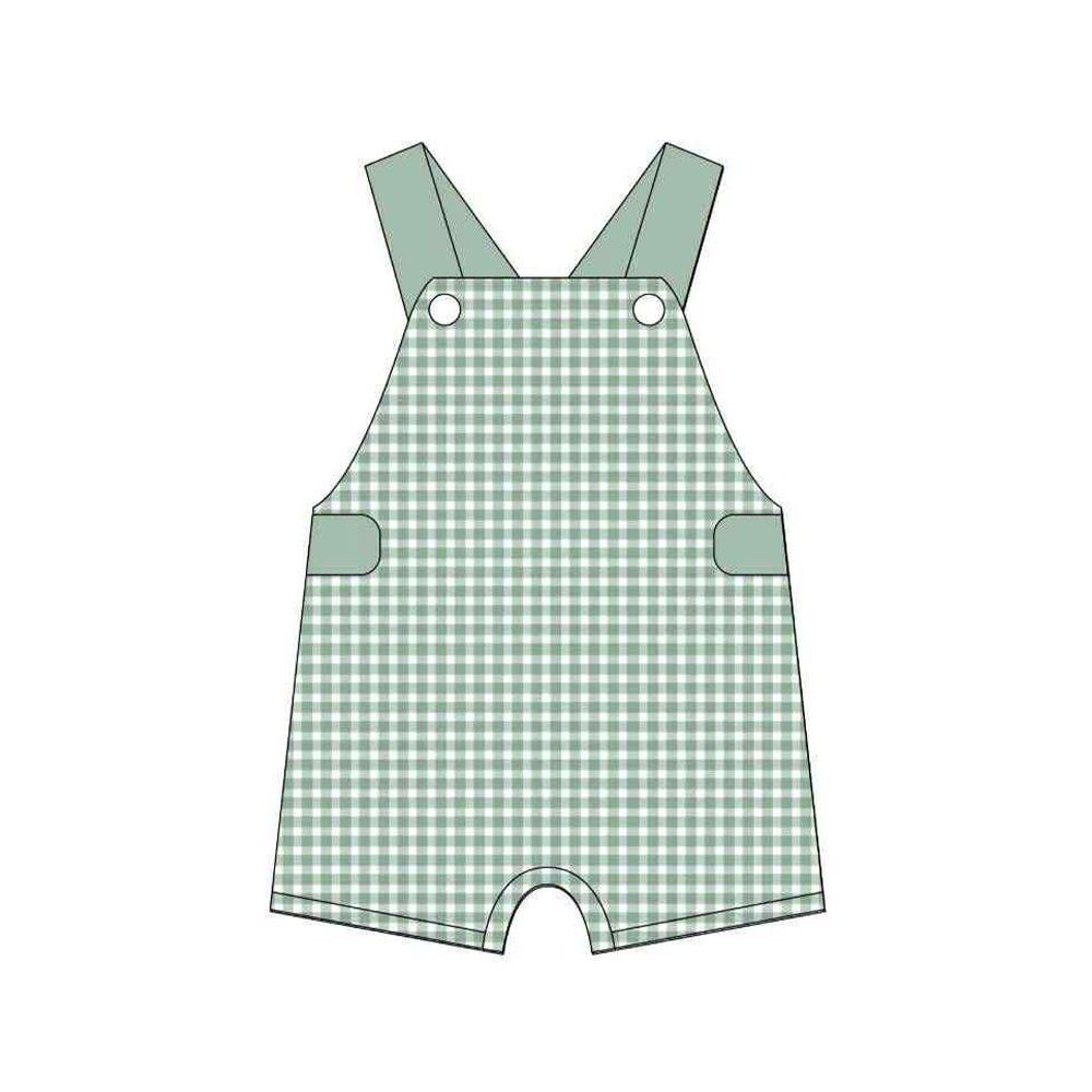 Toddle baby boy green plaid romper preorder