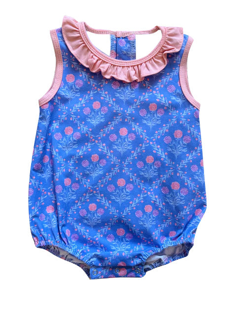 Toddle girls dark blue flowers romper preorder