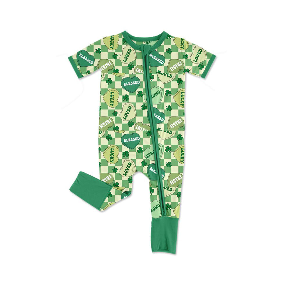 Saint Patrick's Day love lucky toddle baby short sleeve romper preorder